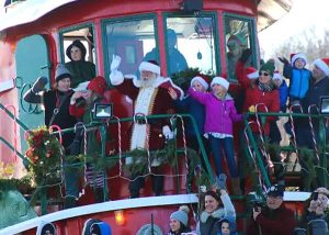 Mystic Holiday Lighted Boat Parade and Santa Arrives by Tugboat